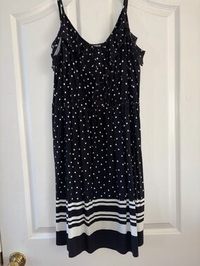 Elle Black and White Polka Dot Midi Dress